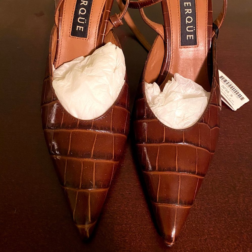 UTERQUE Leather Slingback Heels 37 - SPAIN